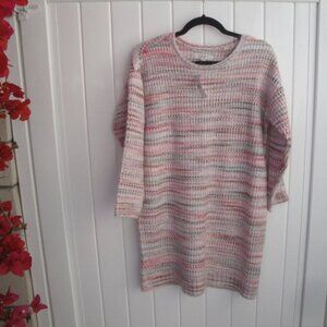 NEW Ann Taylor Loft Sweater Women's Small Pink-Gray Multicolor Stripe Preppy